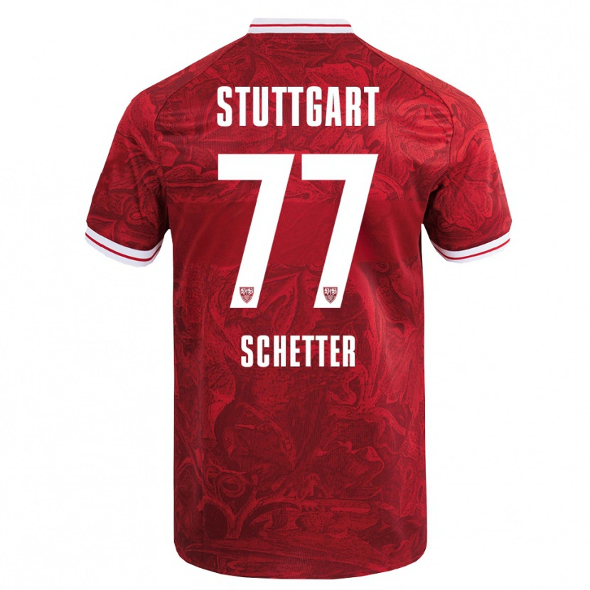 Danxen Uomo Maglia Leonie Schetter #77 Rosso Nero Kit Gara Away 2025/26 Maglietta