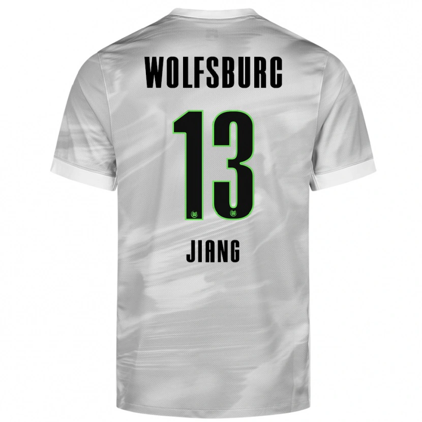 Danxen Uomo Maglia Jingqi Jiang #13 Grigio Bianco Kit Gara Away 2025/26 Maglietta