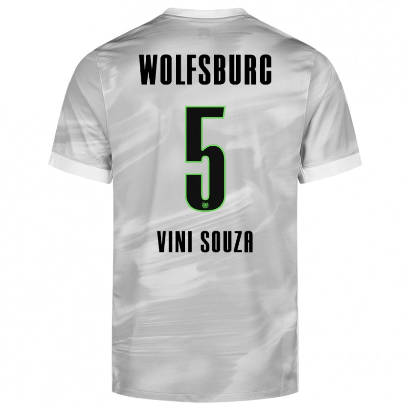 Danxen Uomo Maglia Vini Souza #5 Grigio Bianco Kit Gara Away 2025/26 Maglietta