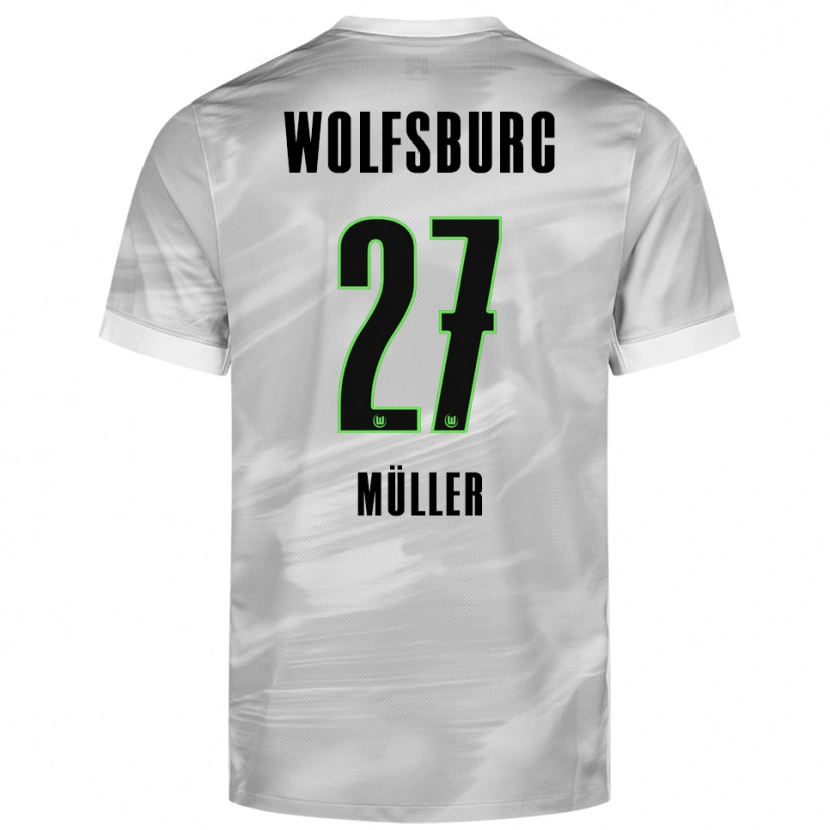 Danxen Uomo Maglia Fabio Müller #27 Grigio Bianco Kit Gara Away 2025/26 Maglietta