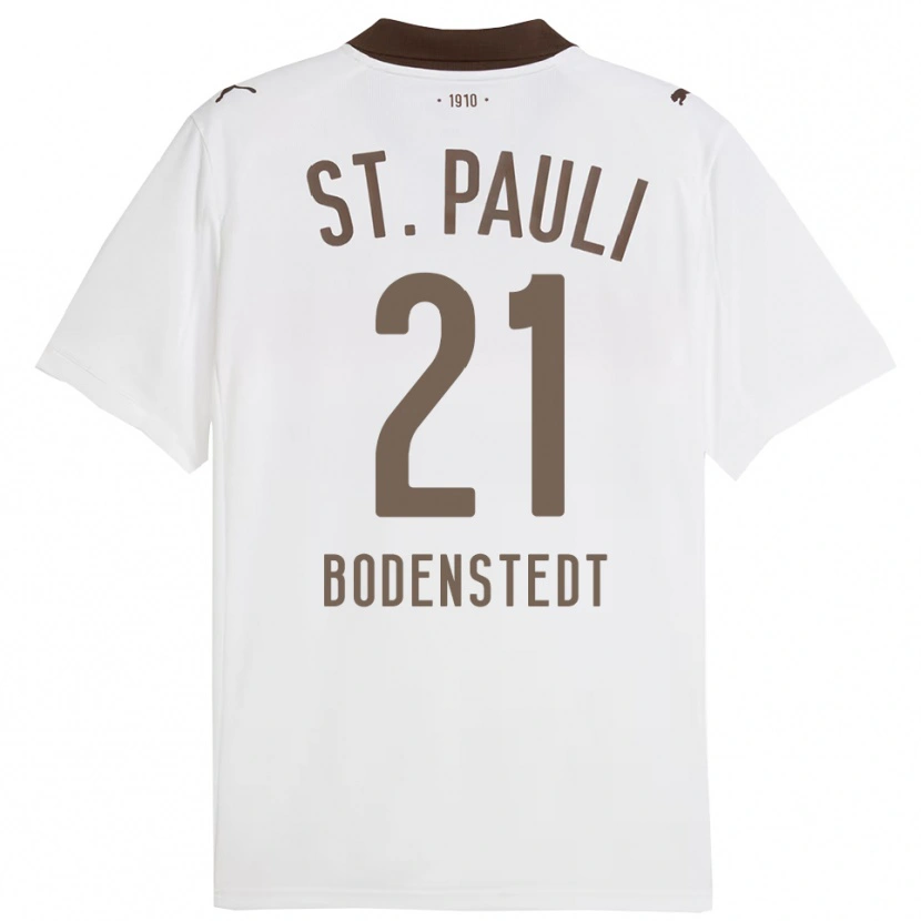 Danxen Uomo Maglia Paula Bodenstedt #21 Bianco Rosso Kit Gara Away 2025/26 Maglietta