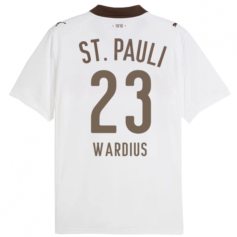 Danxen Uomo Maglia Jack Wardius #23 Bianco Rosso Kit Gara Away 2025/26 Maglietta
