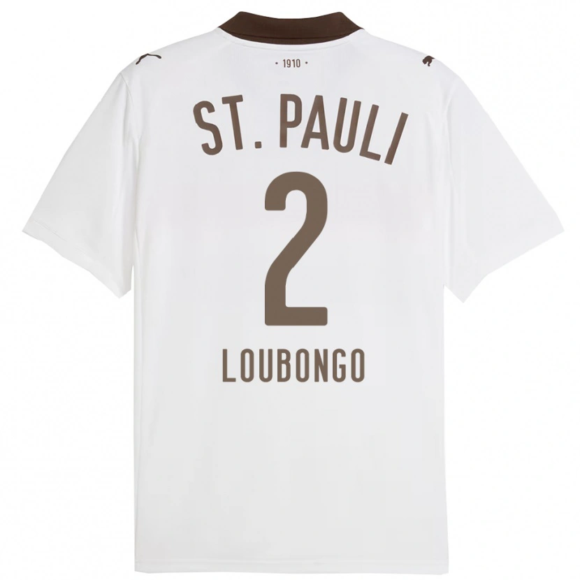 Danxen Uomo Maglia Midou Loubongo #2 Bianco Rosso Kit Gara Away 2025/26 Maglietta