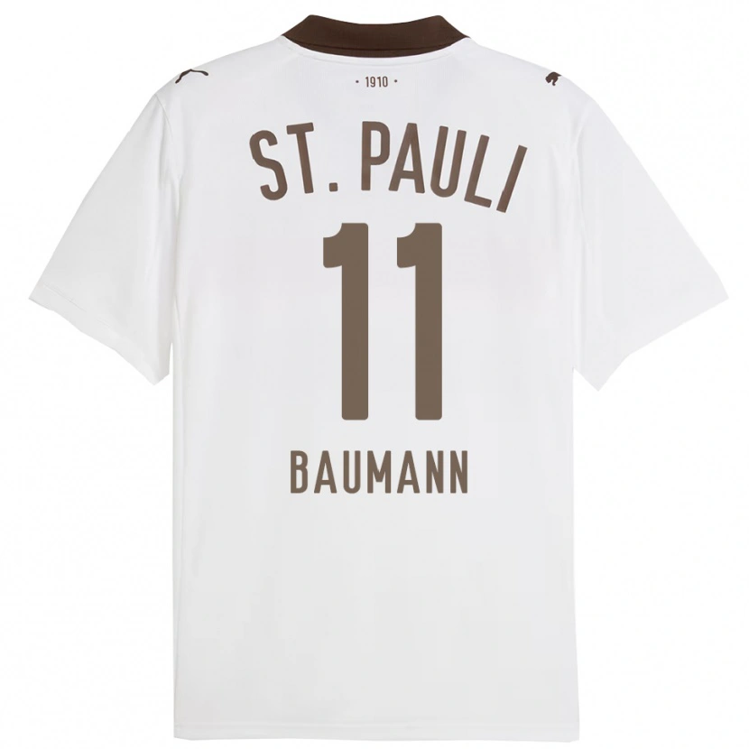 Danxen Uomo Maglia Malte Baumann #11 Bianco Rosso Kit Gara Away 2025/26 Maglietta