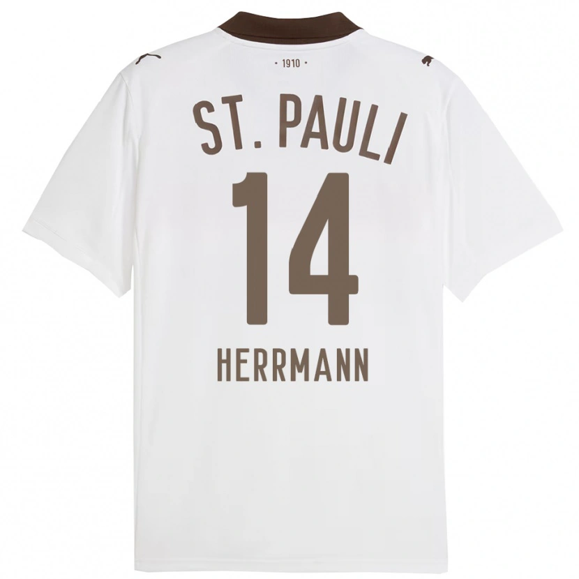 Danxen Uomo Maglia Mats Herrmann #14 Bianco Rosso Kit Gara Away 2025/26 Maglietta
