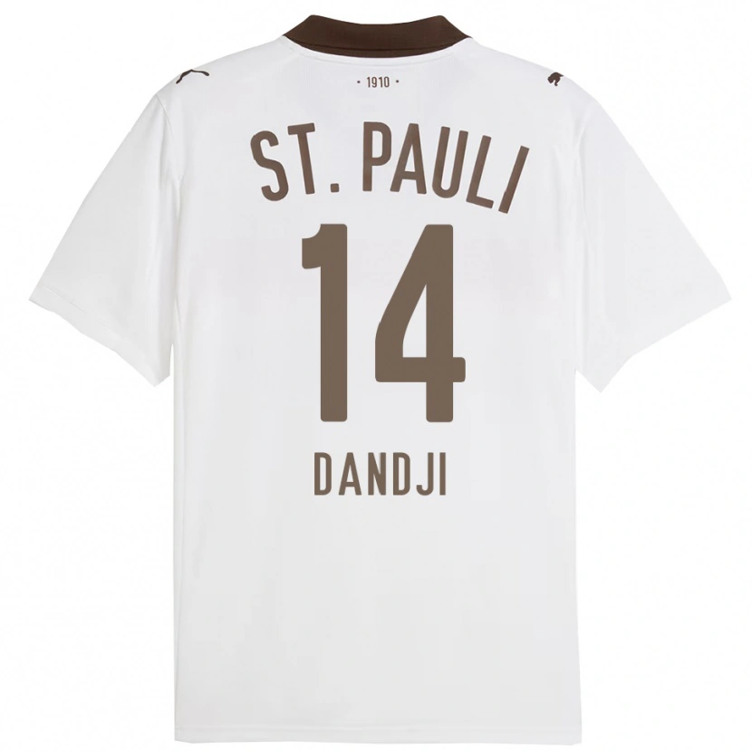 Danxen Uomo Maglia Kemi Dandji #14 Bianco Rosso Kit Gara Away 2025/26 Maglietta