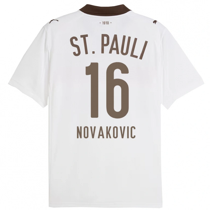 Danxen Uomo Maglia Milivoje Novakovic #16 Bianco Rosso Kit Gara Away 2025/26 Maglietta