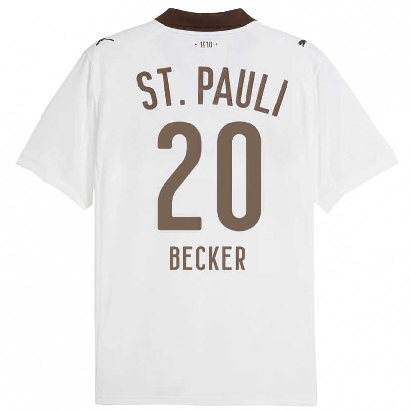 Danxen Uomo Maglia Jesper Becker #20 Bianco Rosso Kit Gara Away 2025/26 Maglietta