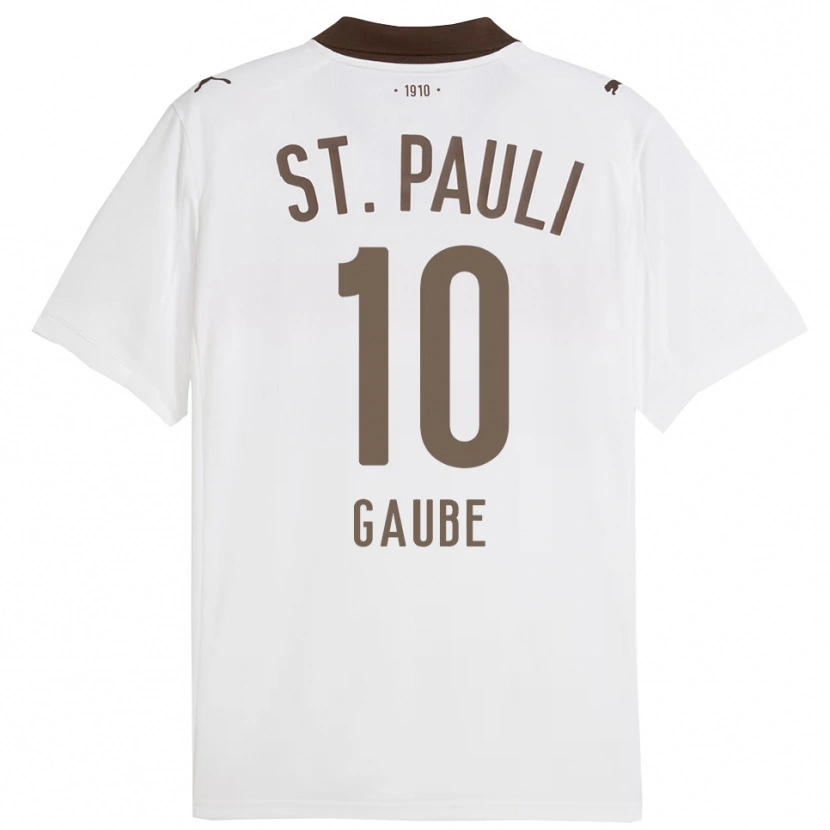 Danxen Uomo Maglia Bastian Gaube #10 Bianco Rosso Kit Gara Away 2025/26 Maglietta