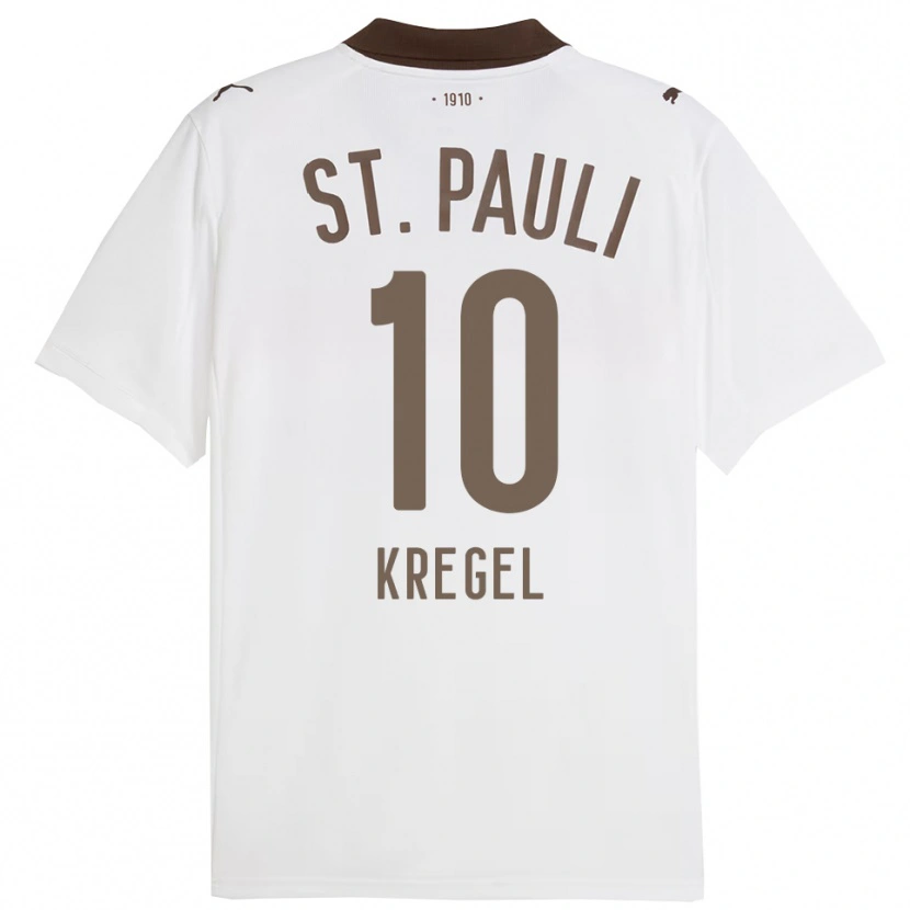 Danxen Uomo Maglia Mareike Kregel #10 Bianco Rosso Kit Gara Away 2025/26 Maglietta