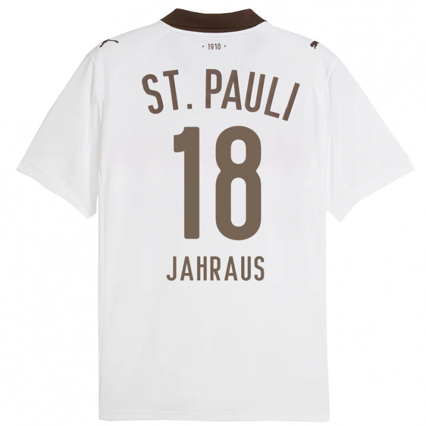 Danxen Uomo Maglia Luis Jahraus #18 Bianco Rosso Kit Gara Away 2025/26 Maglietta