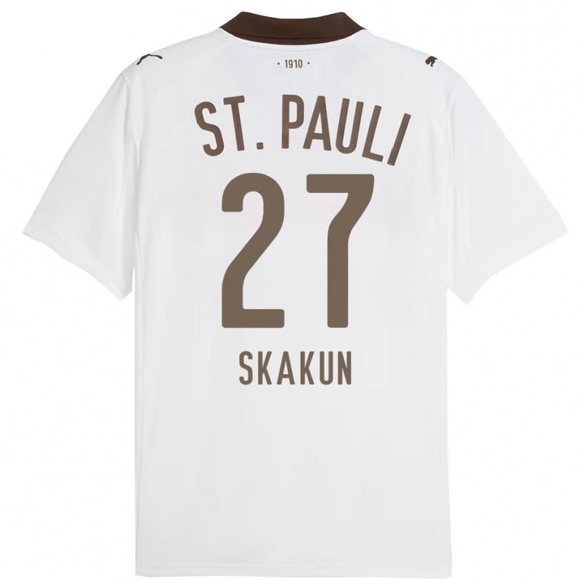 Danxen Uomo Maglia Oleg Skakun #27 Bianco Rosso Kit Gara Away 2025/26 Maglietta