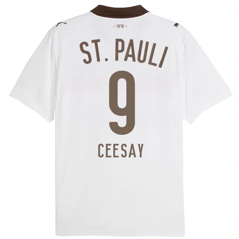 Danxen Uomo Maglia Abdoulie Ceesay #9 Bianco Rosso Kit Gara Away 2025/26 Maglietta