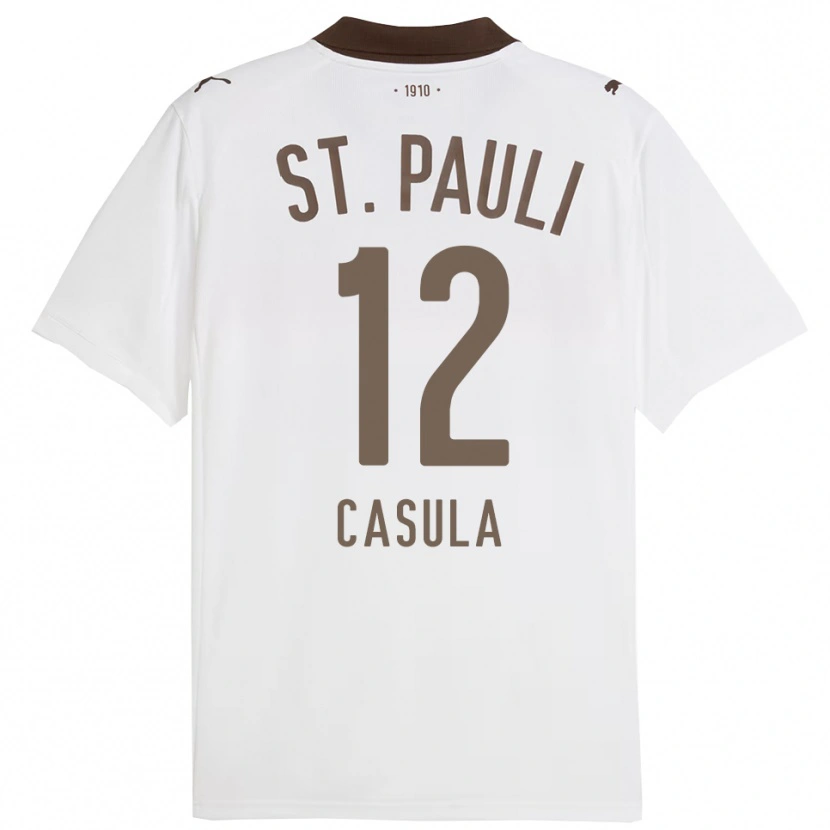 Danxen Uomo Maglia David Casula #12 Bianco Rosso Kit Gara Away 2025/26 Maglietta