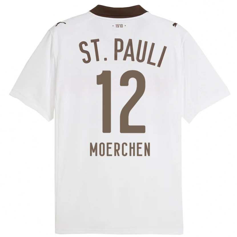 Danxen Uomo Maglia Theo Moerchen #12 Bianco Rosso Kit Gara Away 2025/26 Maglietta