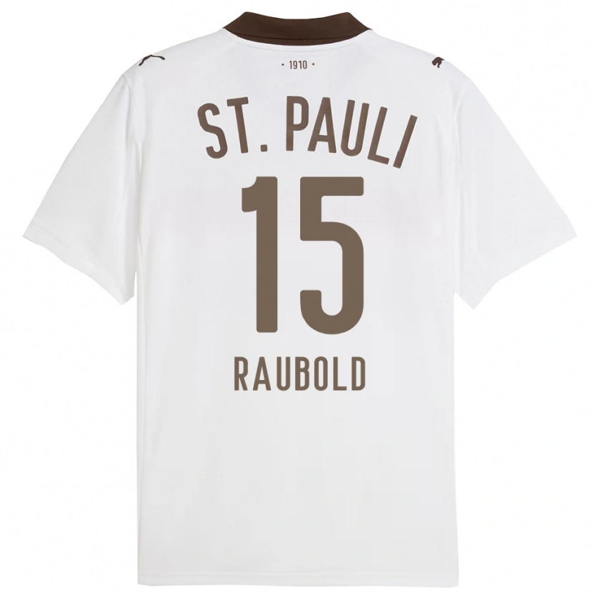 Danxen Uomo Maglia Jannis Raubold #15 Bianco Rosso Kit Gara Away 2025/26 Maglietta