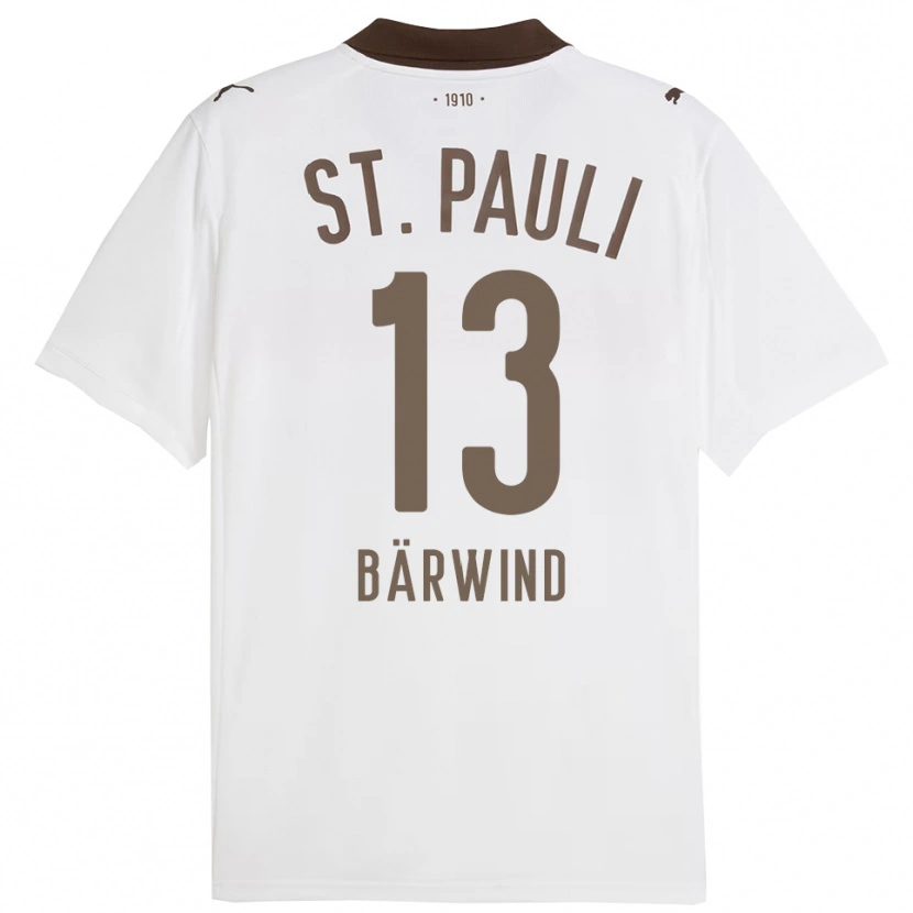 Danxen Uomo Maglia Jonas Bärwind #13 Bianco Rosso Kit Gara Away 2025/26 Maglietta
