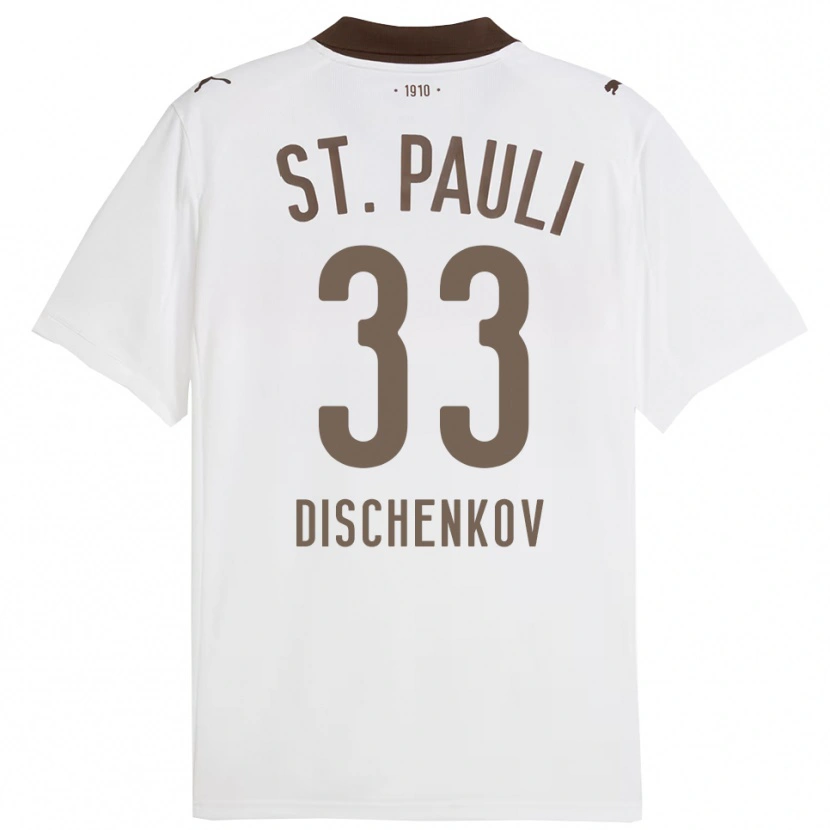 Danxen Uomo Maglia Dimitri Dischenkov #33 Bianco Rosso Kit Gara Away 2025/26 Maglietta