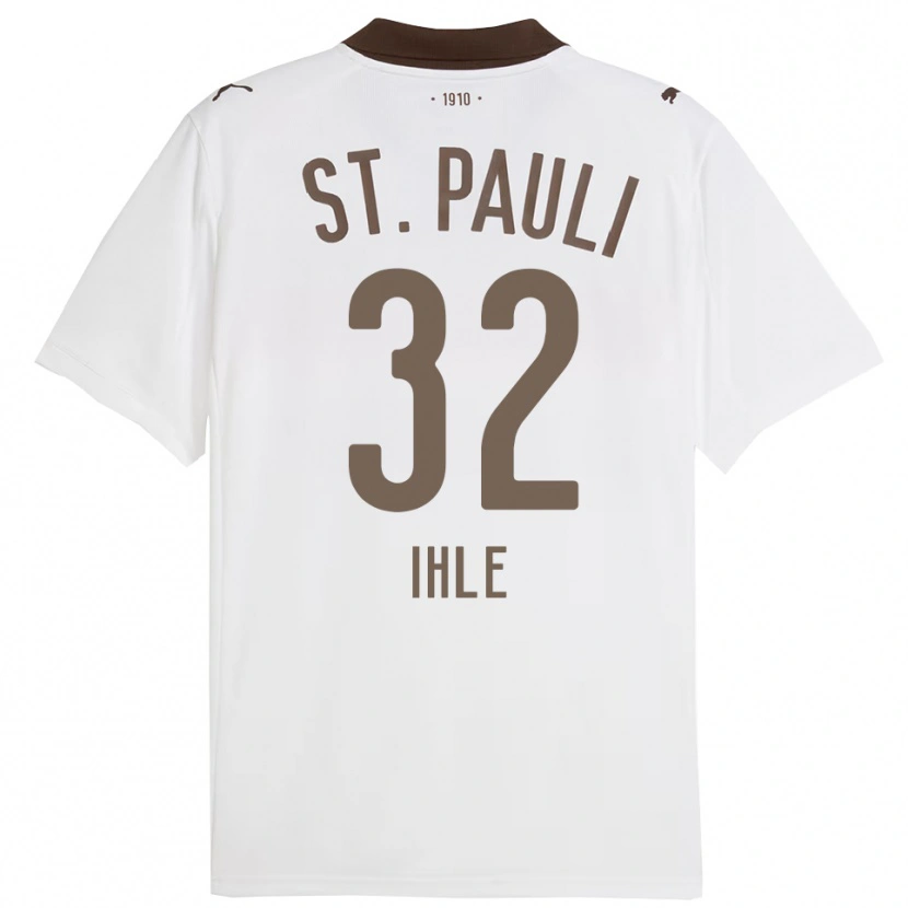 Danxen Uomo Maglia Friederike Ihle #32 Bianco Rosso Kit Gara Away 2025/26 Maglietta