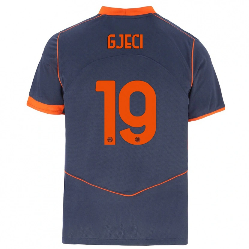 Danxen Uomo Maglia Delis Gjeci #19 Grigio Arancione Kit Gara Third 2025/26 Maglietta