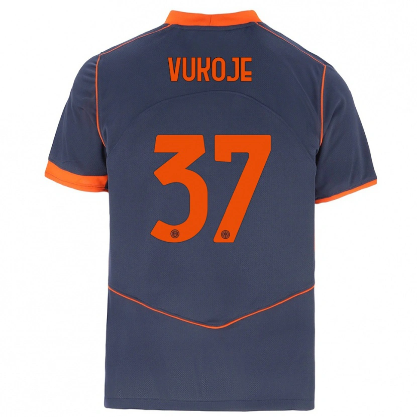 Danxen Uomo Maglia Andrija Vukoje #37 Grigio Arancione Kit Gara Third 2025/26 Maglietta