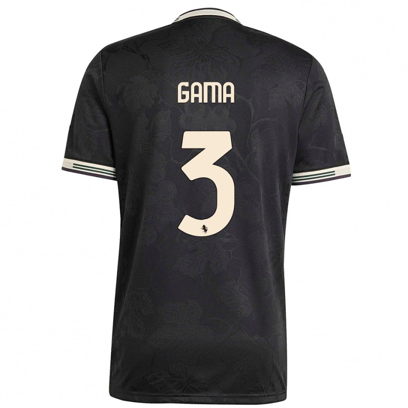 Danxen Uomo Maglia Sara Gama #3 Nero Bianco Verde Kit Gara Third 2025/26 Maglietta