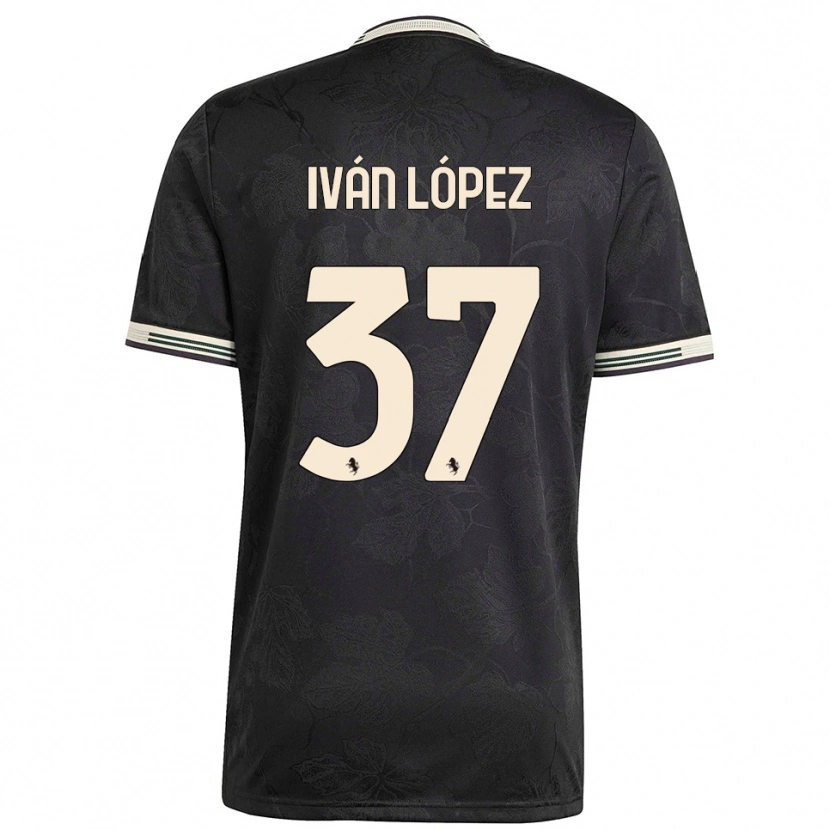 Danxen Uomo Maglia Iván López #37 Nero Bianco Verde Kit Gara Third 2025/26 Maglietta
