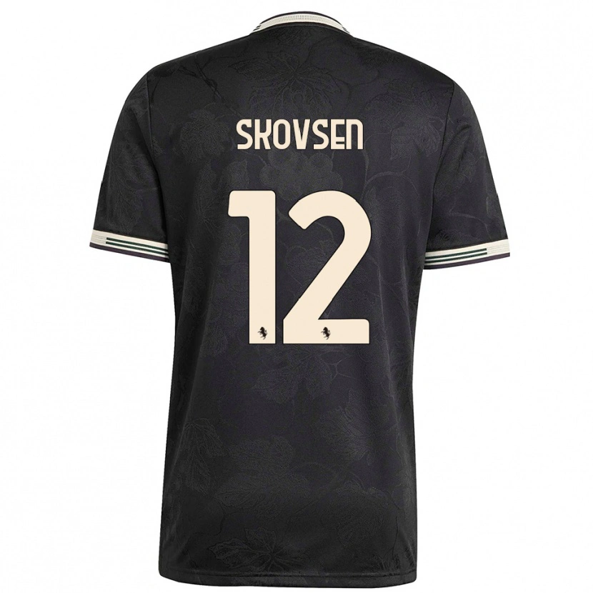 Danxen Uomo Maglia Matilde Lundorf Skovsen #12 Nero Bianco Verde Kit Gara Third 2025/26 Maglietta