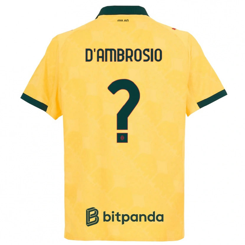Danxen Uomo Maglia Antonio D'ambrosio #0 Giallo Nero Kit Gara Third 2025/26 Maglietta