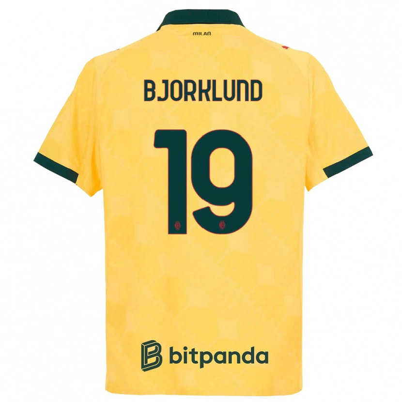 Danxen Uomo Maglia Lukas Bjorklund #19 Giallo Nero Kit Gara Third 2025/26 Maglietta