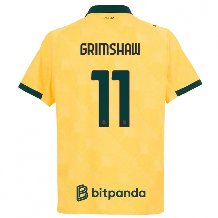 Danxen Uomo Maglia Christy Grimshaw #11 Giallo Nero Kit Gara Third 2025/26 Maglietta
