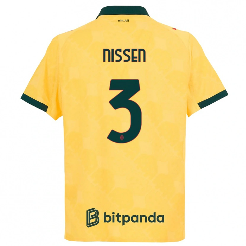 Danxen Uomo Maglia Fredrik Nissen #3 Giallo Nero Kit Gara Third 2025/26 Maglietta
