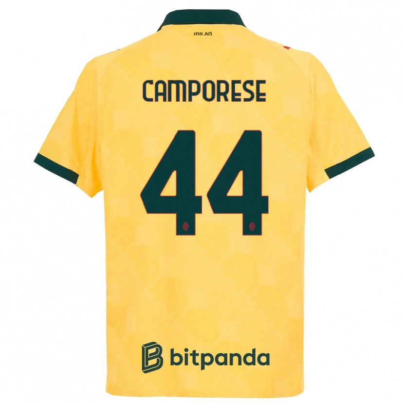 Danxen Uomo Maglia Michele Camporese #44 Giallo Nero Kit Gara Third 2025/26 Maglietta