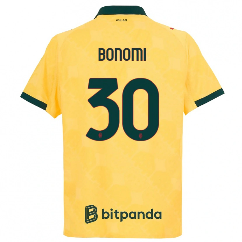 Danxen Uomo Maglia Alessandro Bonomi #30 Giallo Nero Kit Gara Third 2025/26 Maglietta