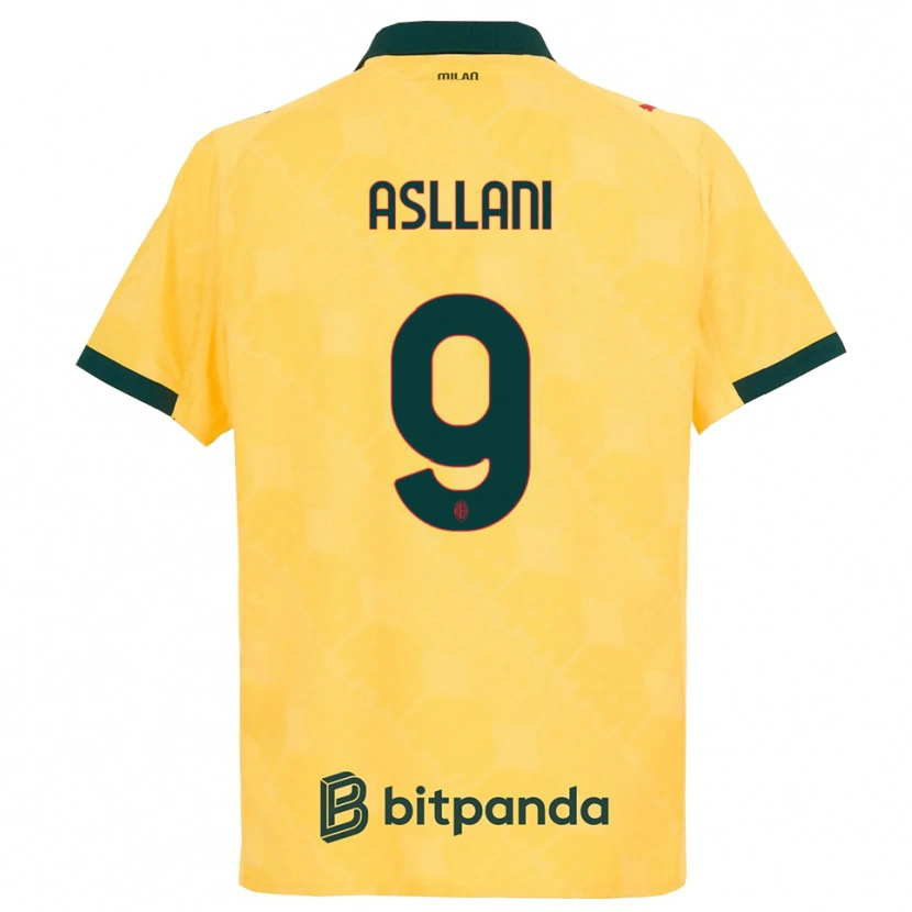 Danxen Uomo Maglia Kosovare Asllani #9 Giallo Nero Kit Gara Third 2025/26 Maglietta