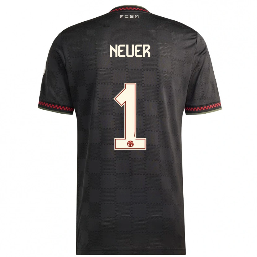 Danxen Uomo Maglia Manuel Neuer #1 Nero Bianco Kit Gara Third 2025/26 Maglietta