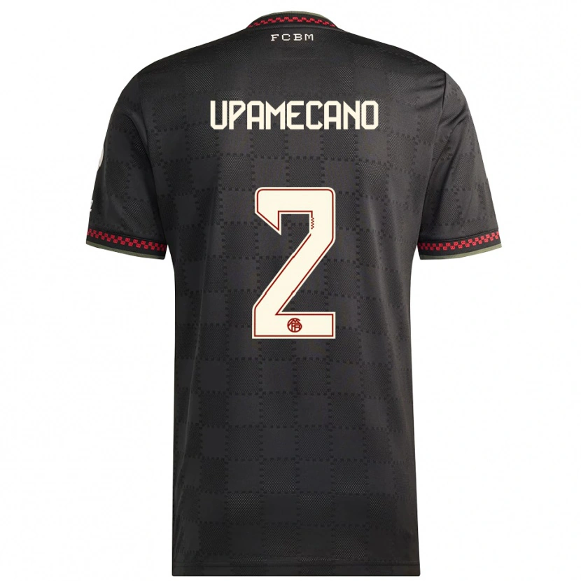 Danxen Uomo Maglia Dayot Upamecano #2 Nero Bianco Kit Gara Third 2025/26 Maglietta