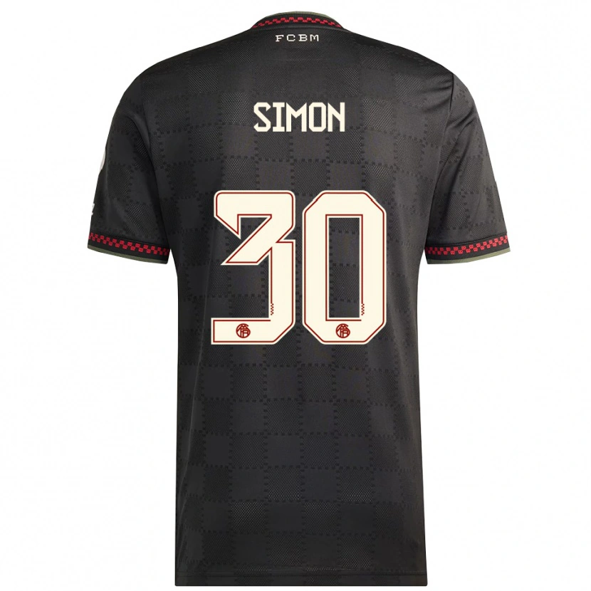 Danxen Uomo Maglia Carolin Simon #30 Nero Bianco Kit Gara Third 2025/26 Maglietta