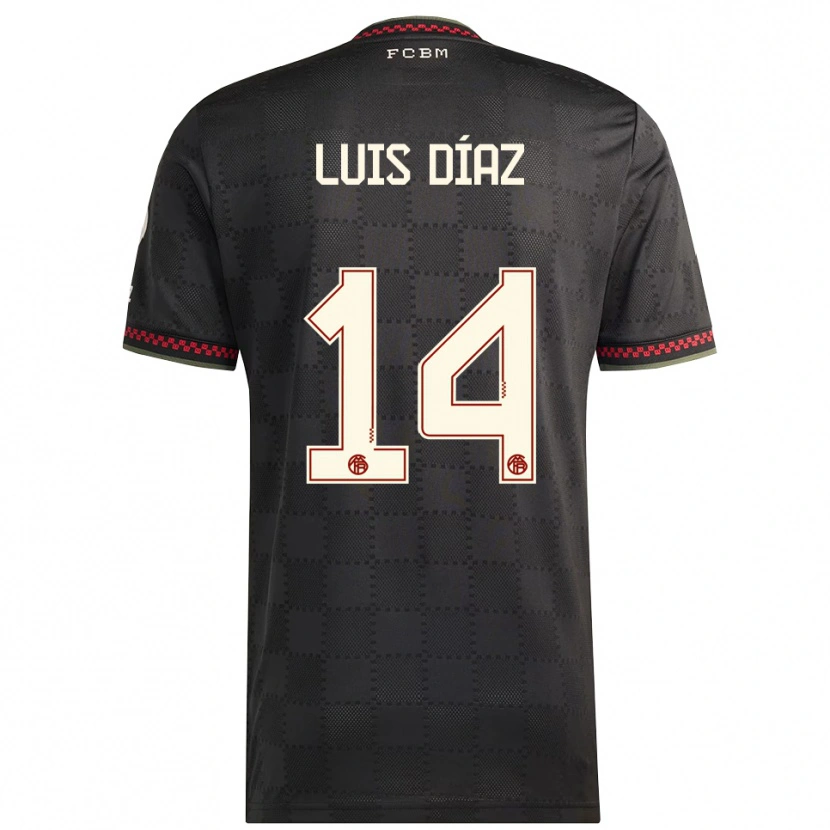 Danxen Uomo Maglia Luis Díaz #14 Nero Bianco Kit Gara Third 2025/26 Maglietta