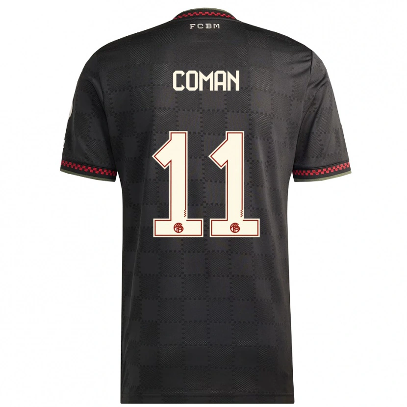 Danxen Uomo Maglia Kingsley Coman #11 Nero Bianco Kit Gara Third 2025/26 Maglietta