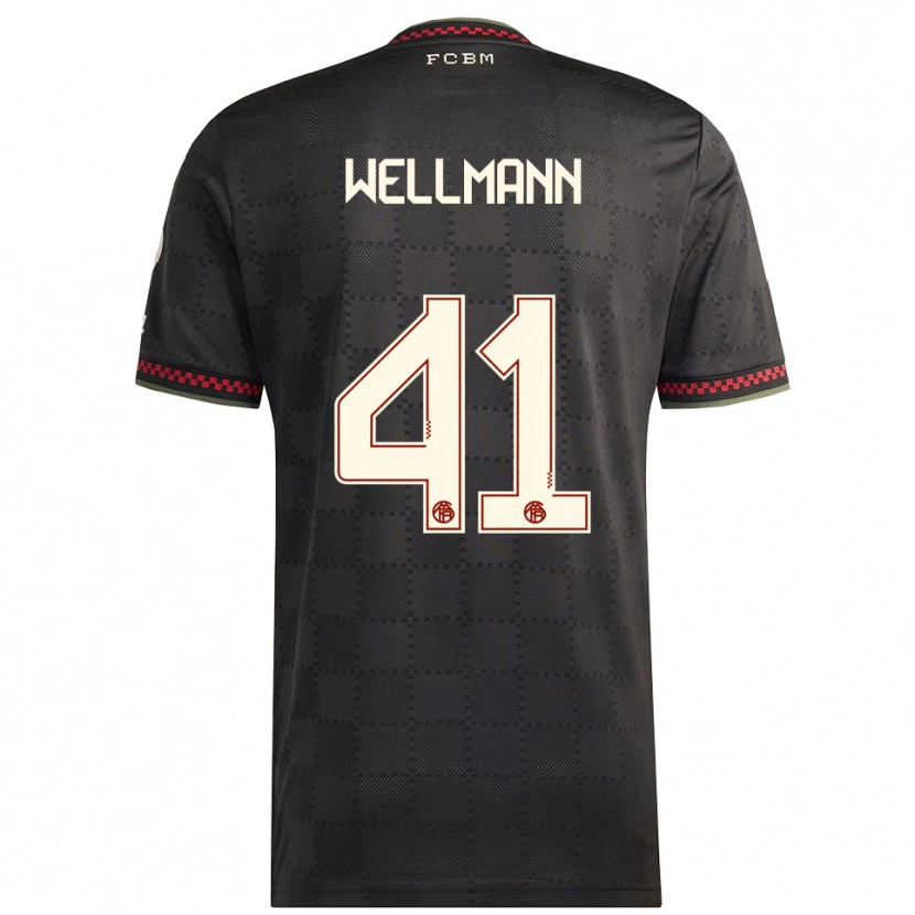Danxen Uomo Maglia Anna Wellmann #41 Nero Bianco Kit Gara Third 2025/26 Maglietta