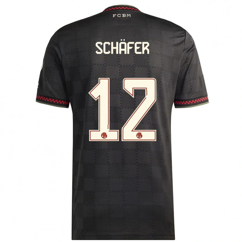 Danxen Uomo Maglia Luis Schäfer #12 Nero Bianco Kit Gara Third 2025/26 Maglietta