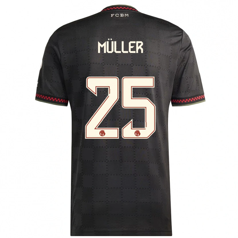 Danxen Uomo Maglia Thomas Müller #25 Nero Bianco Kit Gara Third 2025/26 Maglietta