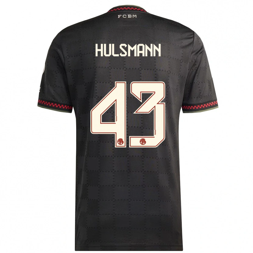 Danxen Uomo Maglia Tom Hulsmann #43 Nero Bianco Kit Gara Third 2025/26 Maglietta