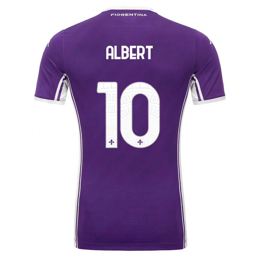 Danxen Donna Maglia Albert Gudmundsson #10 Viola Bianco Kit Gara Home 2025/26 Maglietta