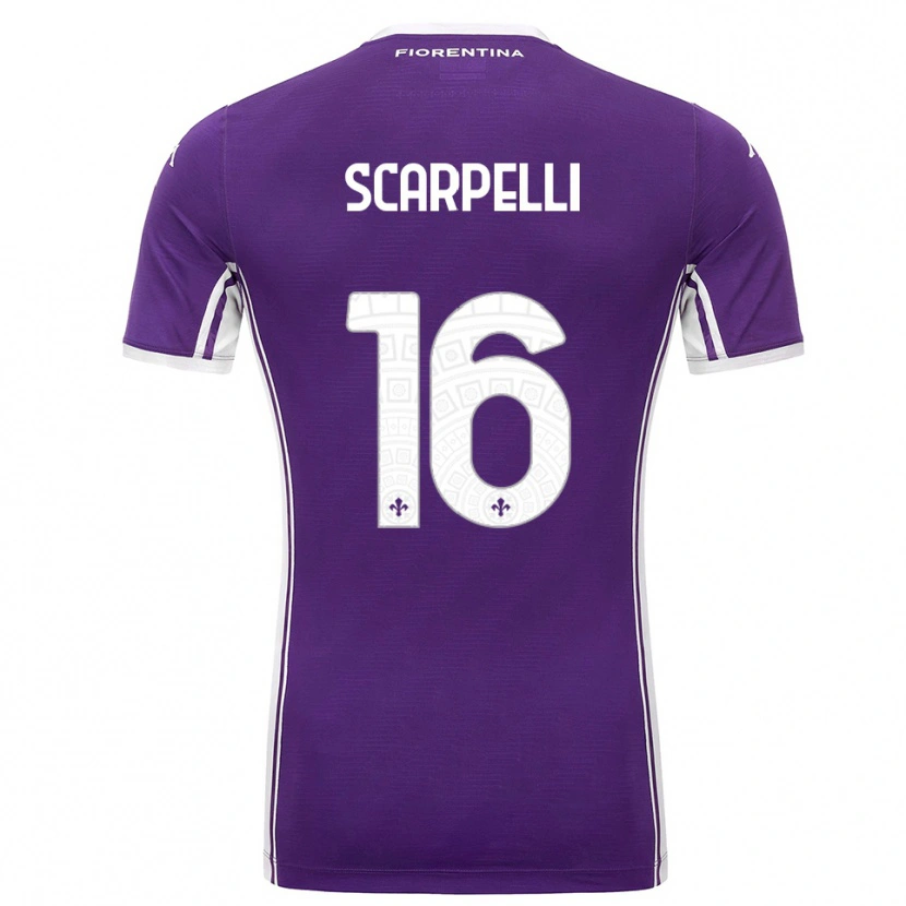 Danxen Donna Maglia Diego Scarpelli #16 Viola Bianco Kit Gara Home 2025/26 Maglietta