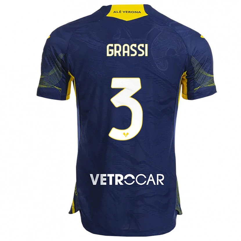 Danxen Donna Maglia Pierfrancesco Grassi #3 Blu Navy Giallo Kit Gara Home 2025/26 Maglietta