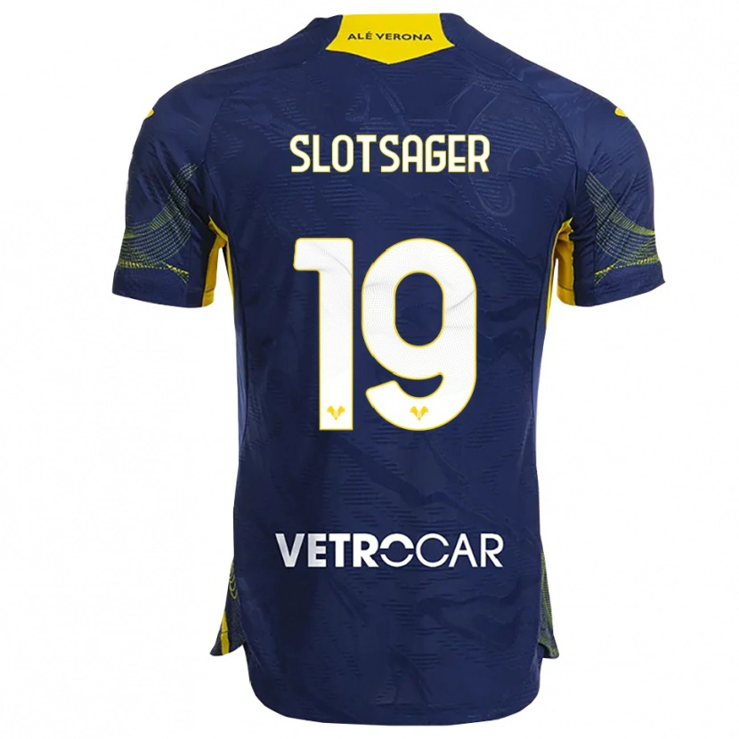 Danxen Donna Maglia Tobias Slotsager #19 Blu Navy Giallo Kit Gara Home 2025/26 Maglietta