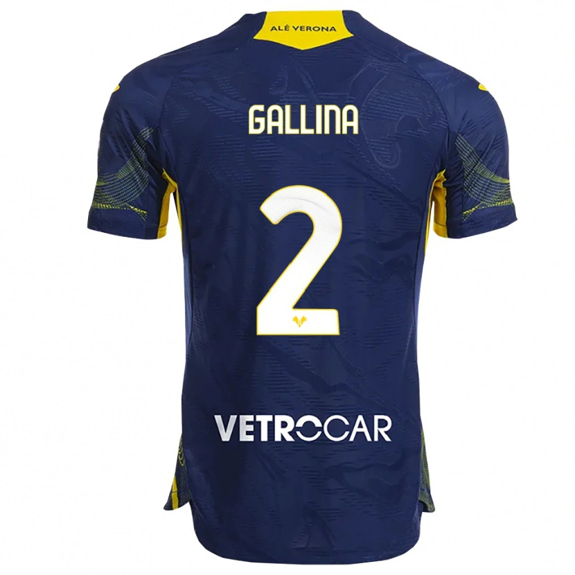 Danxen Donna Maglia André Gallina #2 Blu Navy Giallo Kit Gara Home 2025/26 Maglietta