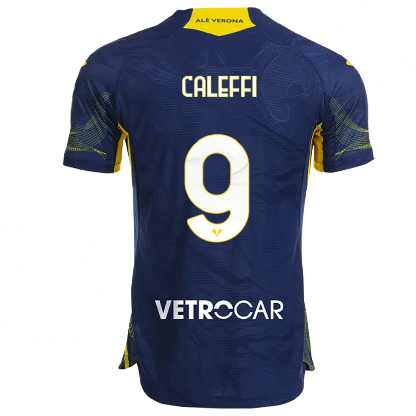 Danxen Donna Maglia Andrea Caleffi #9 Blu Navy Giallo Kit Gara Home 2025/26 Maglietta